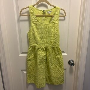 Yellow Sleeveless Textured Dress